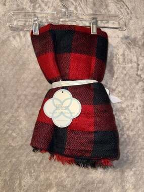 Funky Monkey Fashion Accessories Red and Black Buffalo Check Scarf